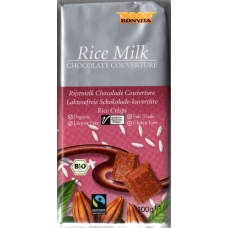 chocolade met rijstdrink, rijst crisps, BIO Bonvita